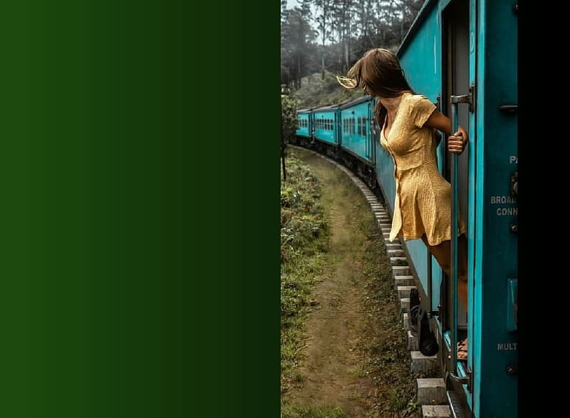 Girl on train, Brunette, Train, Girl, Yellow, Models, Woman, HD wallpaper