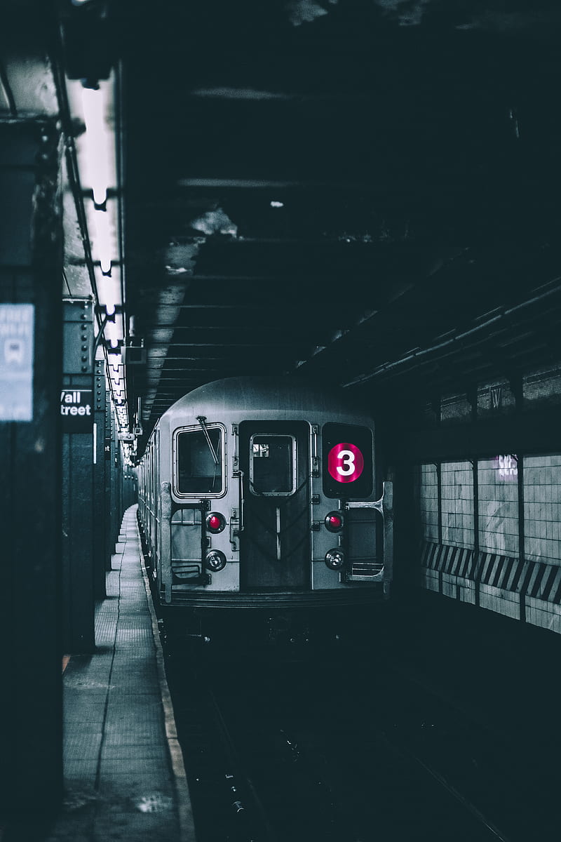 selective color of a subway station with train, HD phone wallpaper