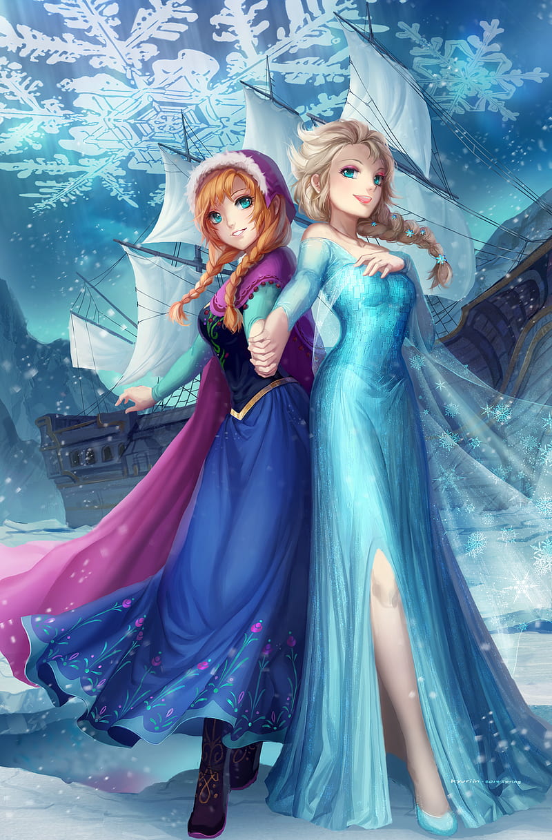 Frozen (movie), Disney, fantasy girl, blonde, dress, blue dress, blue eyes, HD phone wallpaper
