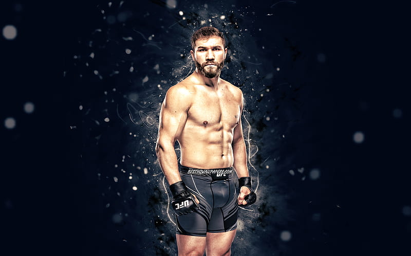 Ion Cutelaba, blue neon lights, moldovan fighters, MMA, UFC, Mixed martial arts, Ion Cutelaba , UFC fighters, MMA fighters, HD wallpaper