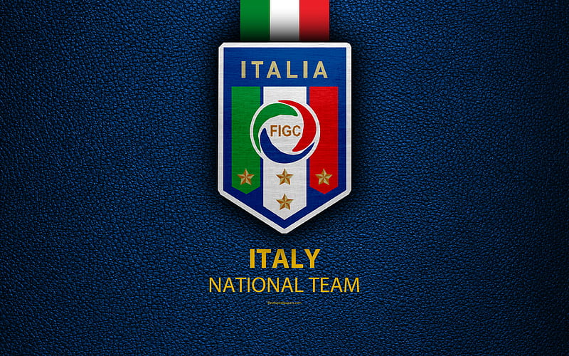 Italy national football team leather texture, emblem, logo, football, Italy, Europe, HD wallpaper