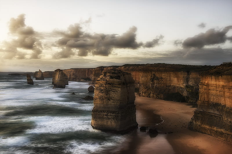 Earth, The Twelve Apostles, Australia, beach, Cliff, Coast, Nature, Rock, HD wallpaper