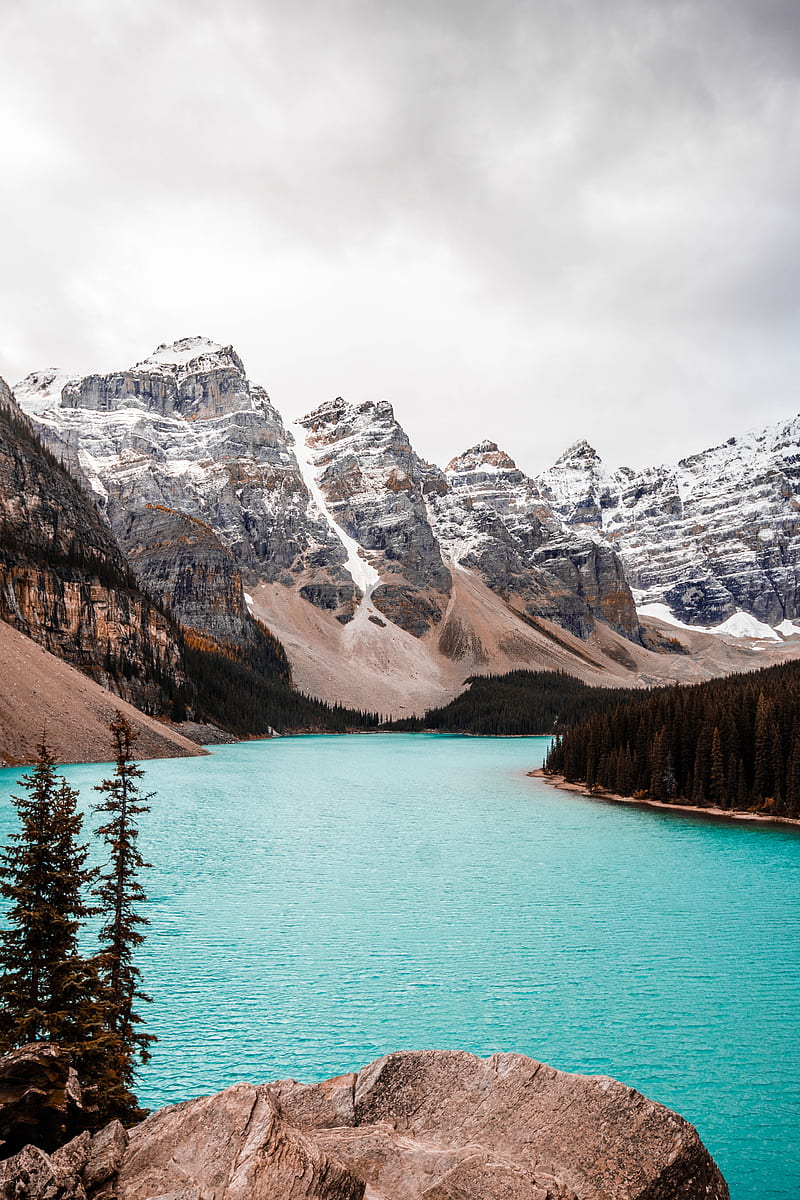 mountains, lake, water, landscape, nature, HD phone wallpaper