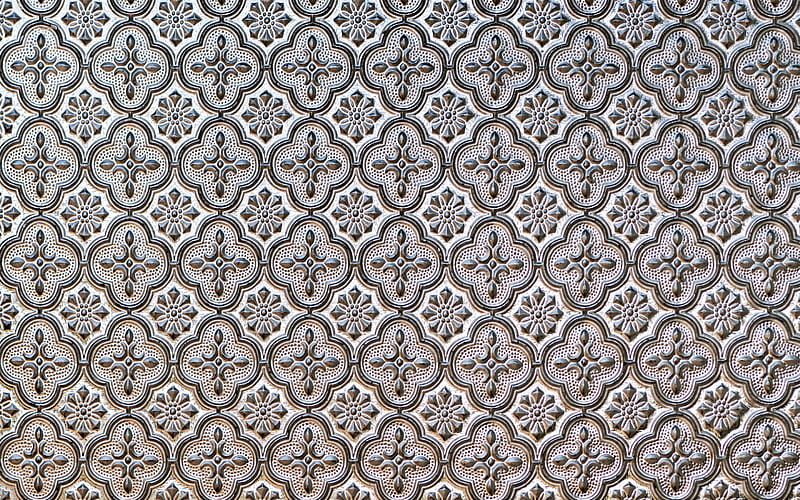metal texture with ornaments, seamless texture, metal background, ornament background, HD wallpaper