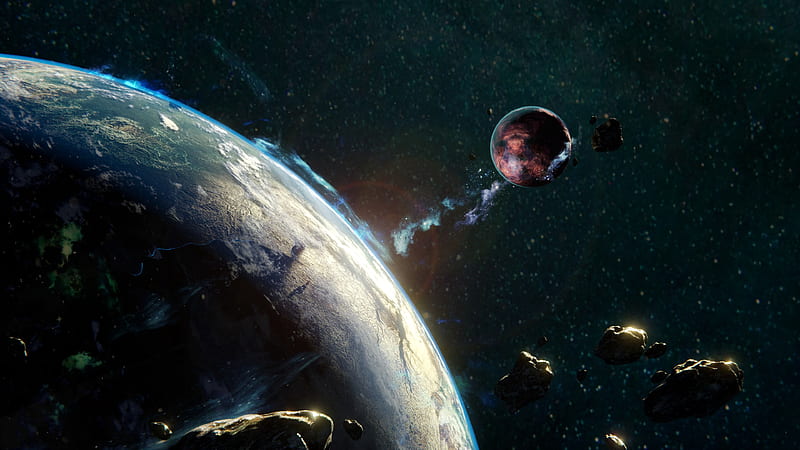 asteroid, meteorite, space, fall, HD wallpaper