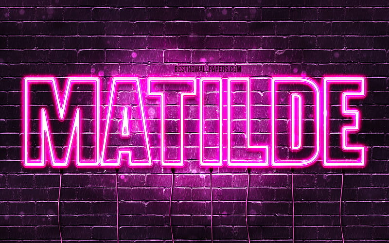 Matilde with names, female names, Matilde name, purple neon lights, Happy Birtay Matilde, popular italian female names, with Matilde name, HD wallpaper