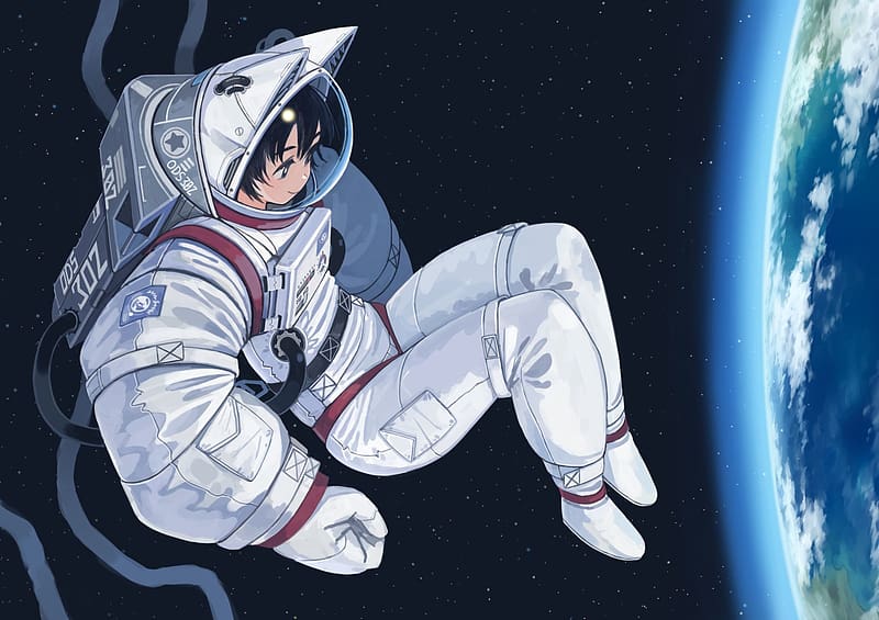 Download Space Anime Astronaut Flower Wallpaper | Wallpapers.com