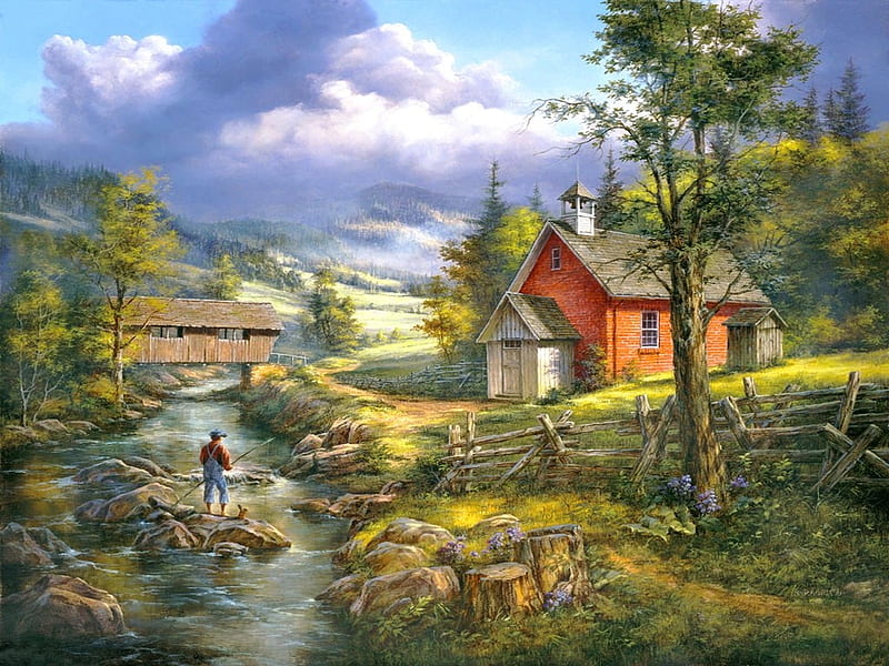 house nature painting