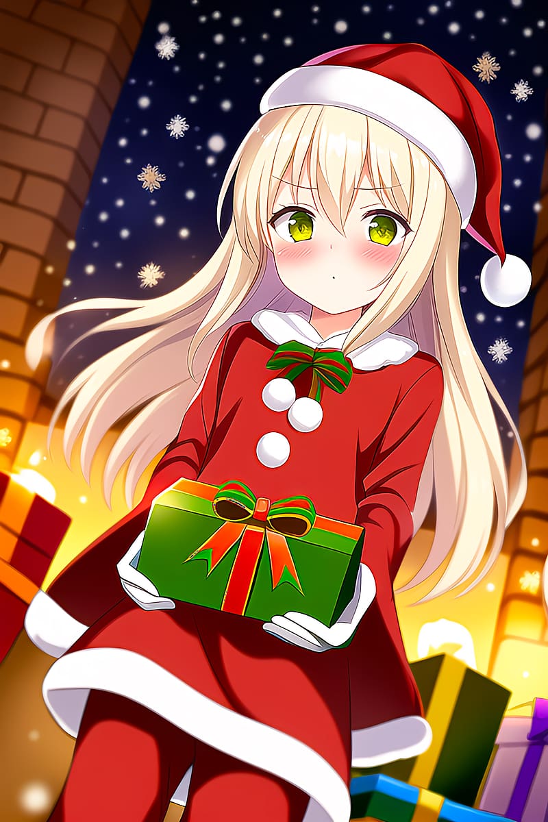 a cute magical anime girl dressed like Santa Claus” : r/dalle2