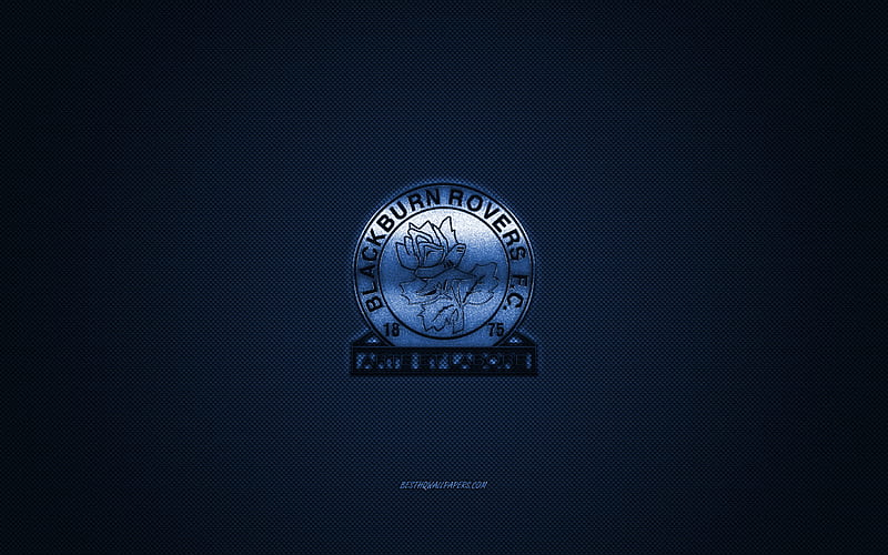 Blackburn Rovers FC, English football club, EFL Championship, blue logo, blue carbon fiber background, football, Blackburn, England, Blackburn Rovers FC logo, HD wallpaper