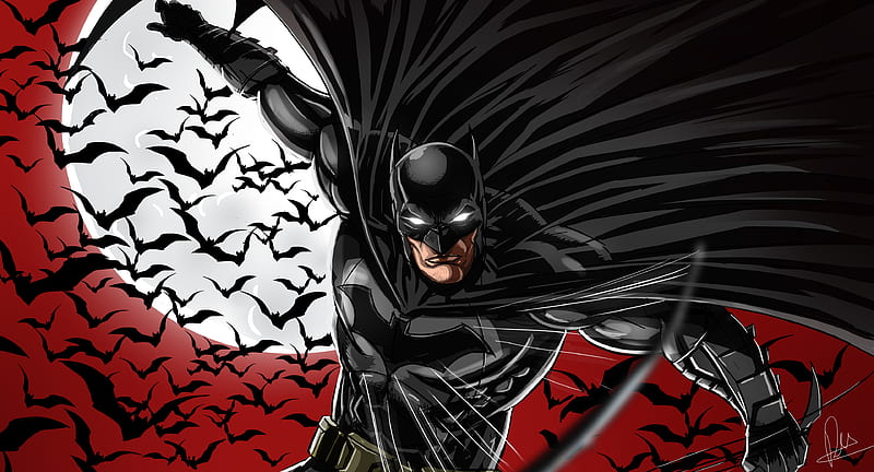 Batman Red Bats, batman, superheroes, artwork, artist, artstation, HD wallpaper