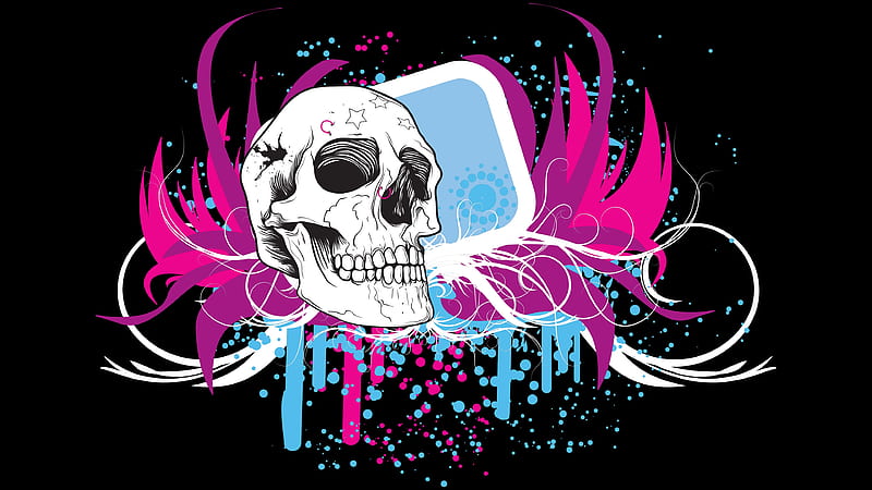 Skull Coloful Vector, colorful, skull, black background, vector, HD wallpaper