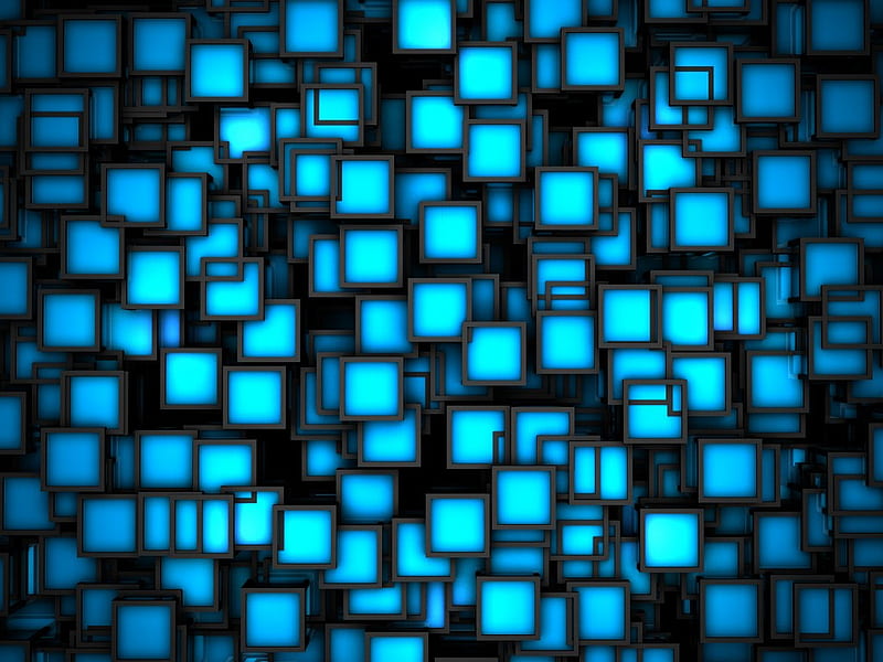 Neon Cubes, neon, cool, cubes, blue, HD wallpaper