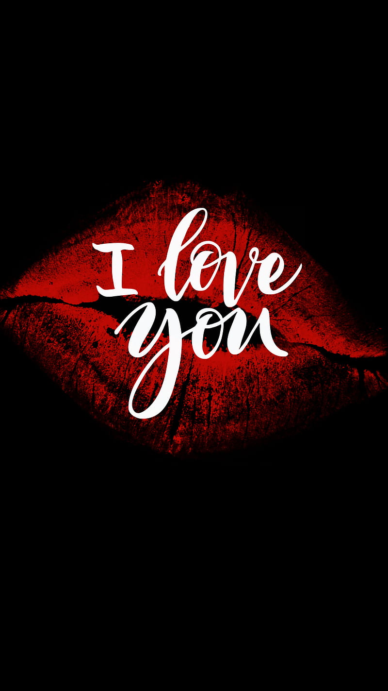 Love, black, kiss, lips, red, sayings, symbol, HD phone wallpaper