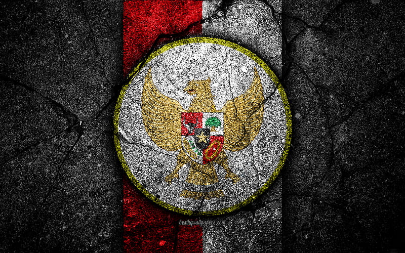 Indonesia football team, logo, AFC, football, asphalt texture, soccer, Afghanistan, Asia, Asian national football teams, Indonesian national football team, HD wallpaper