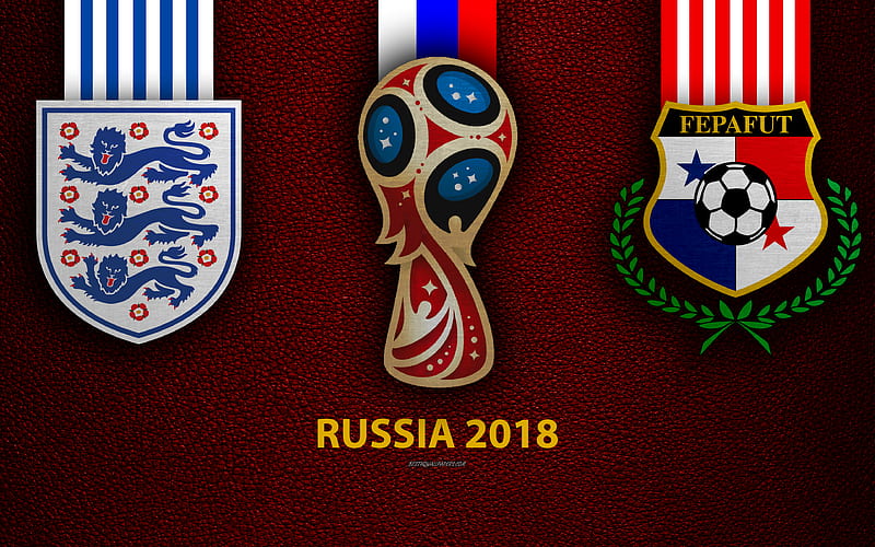 England vs Panama Group G, football, 24 Jun 2018, logos, 2018 FIFA World Cup, Russia 2018, burgundy leather texture, Russia 2018 logo, cup, England, Panama, national teams, football match, HD wallpaper