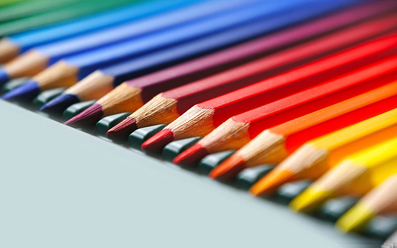 rainbow colored pencils-Macro graphy, HD wallpaper