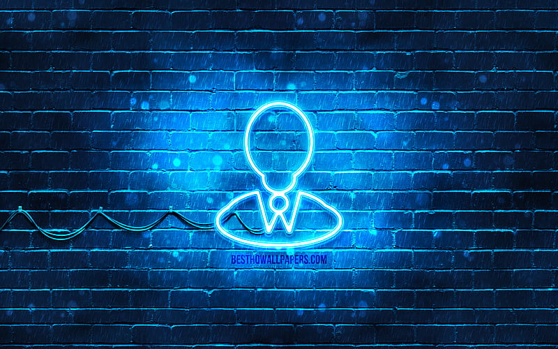 Businessman neon icon blue background, Businessman concepts, neon symbols, Businessman, neon icons, Businessman sign, business signs, Businessman icon, business icons, HD wallpaper