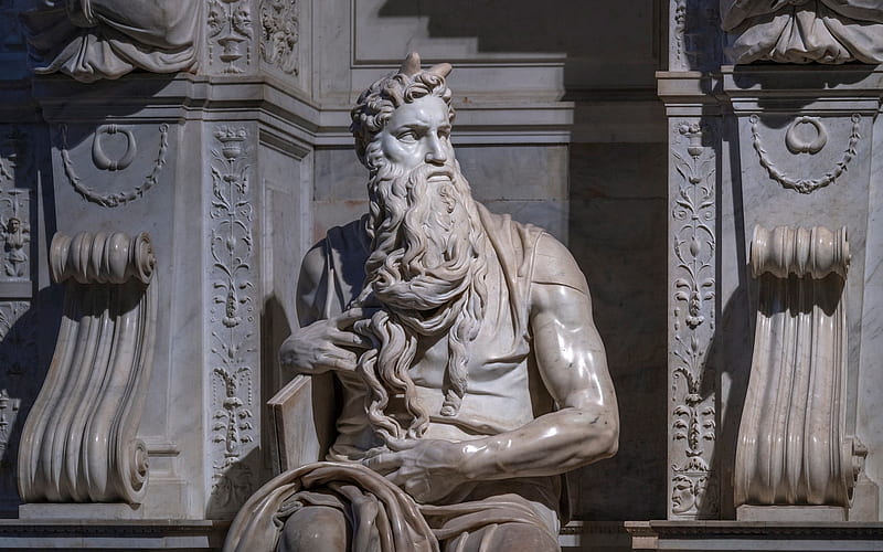 Michelangelo, Moses (1513-15), Rome, sculpture, Moses, church, HD wallpaper