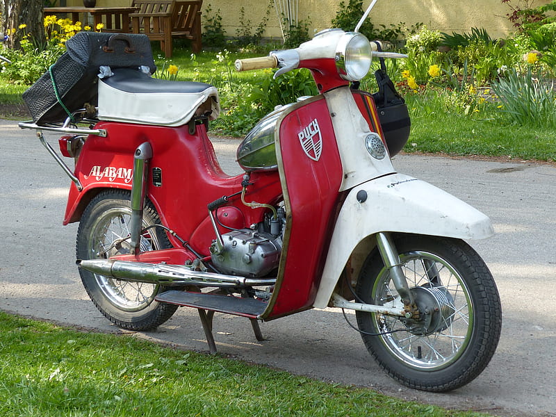 Alabama,Puch, Sweden, red, spring, cycle, rally, puch, HD wallpaper