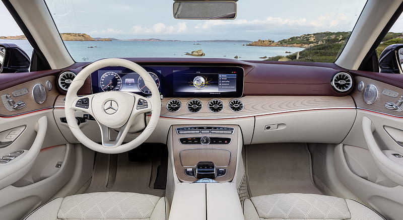 2018 Mercedes-Benz E-Class Cabrio - Titan Red / Macchiato Beige Interior, Cockpit , car, HD wallpaper