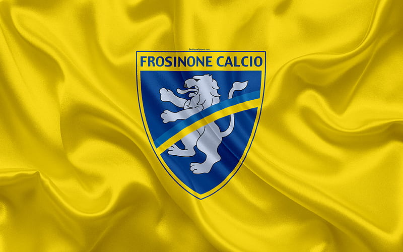 Frosinone Calcio, FC Serie B, football, silk texture, emblem, silk flag, logo, Italian football club, Frosinone, Italy, HD wallpaper