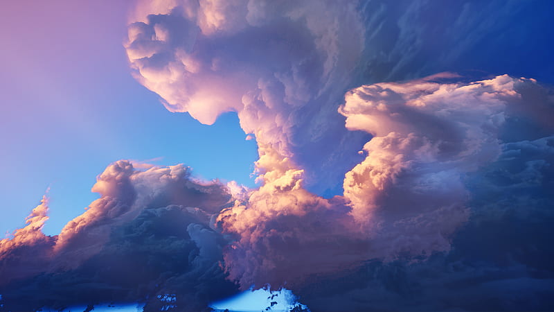 Closeup View Of White Clouds Blue Sky Nature, HD wallpaper