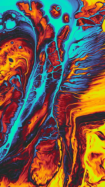 Orange and Blue fluid, Color, Colorful, Geoglyser, abstract, holographic, iridescent, psicodelia, rainbow, silk, space, texture, trippy, vaporwave, waves, yellow, HD phone wallpaper