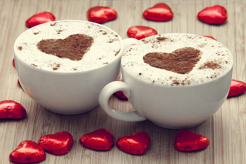 cappuccino love, cappuccino, cup, coffee, heart, HD wallpaper