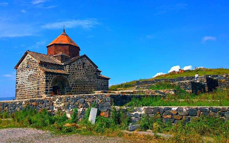 sevanavank monastery, church, Sevan, Armenia, mountains, HD wallpaper