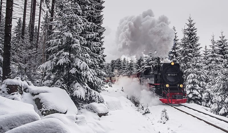 Winter, Snow, Train, Vehicles, Steam Train, HD wallpaper