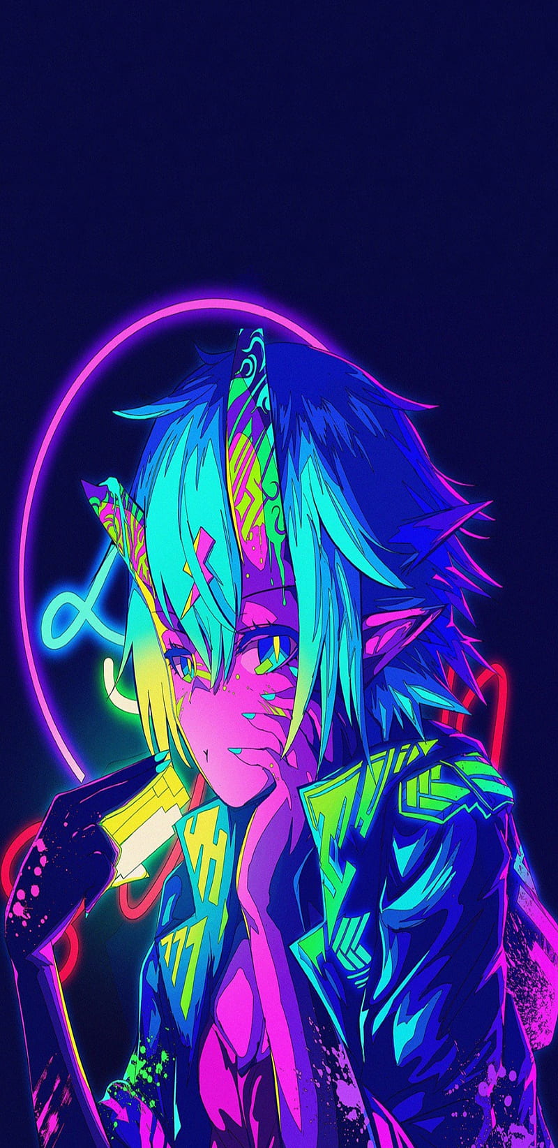 Neon anime bright, anime, bright, colors, cool, fun, hippy, neat, neon, pretty, trippy, HD phone wallpaper