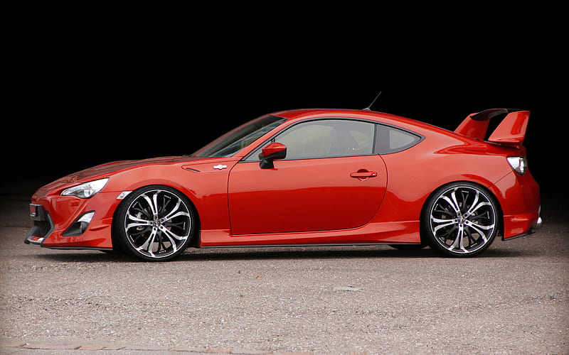 Toyota GT86, Barracuda Wheels, side view, orange sports coupe, tuning GT86, japanese cars, Toyota, HD wallpaper