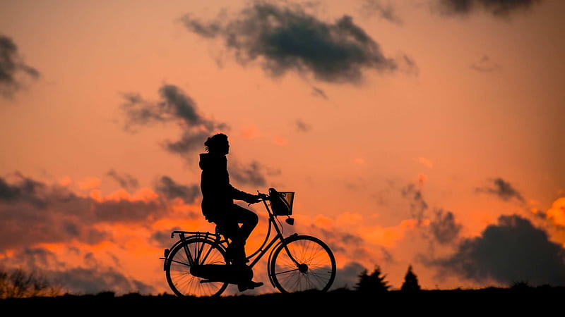 Cyclist Chasing Sky, cycle, sky, inspiration, graphy, HD wallpaper