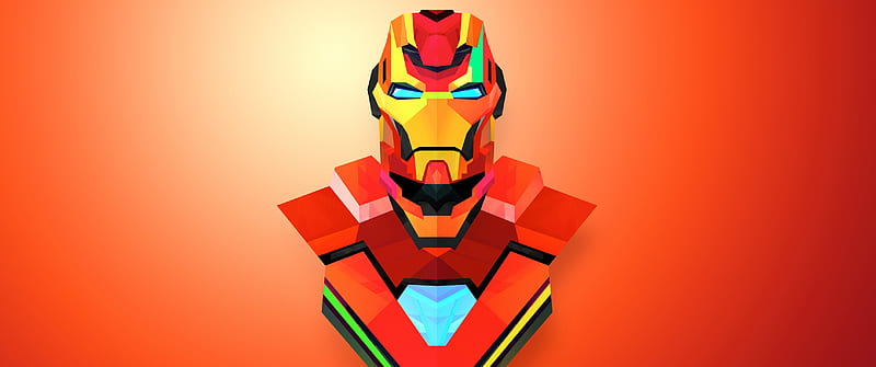 Iron Man , Marvel Superheroes, Orange background, Graphics CGI, Marvel 3440x1440, HD wallpaper