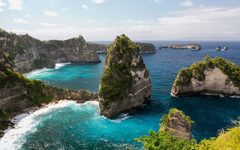 Nusa Penida Island coast, sea, tropics, Thousand Islands, Bali, Indonesia, Malay Archipelago, HD wallpaper