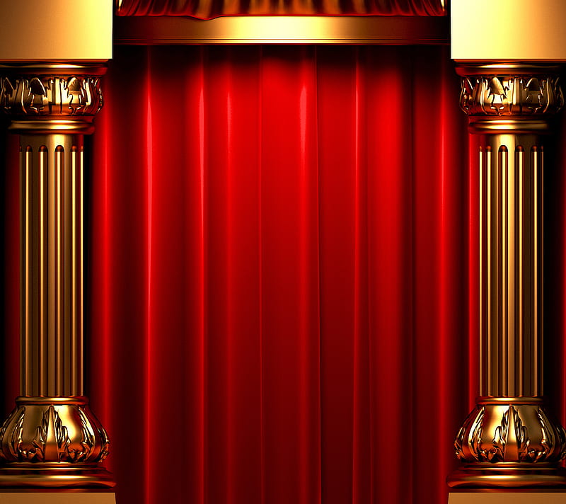 Gold Frame, art new, red, HD wallpaper