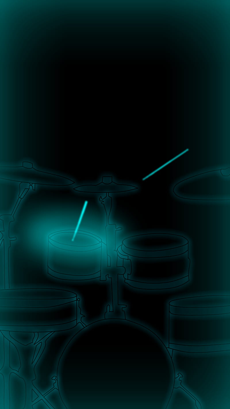 drumset blue, amazing, cool, drum sticks, drums, glow, nice, HD phone wallpaper