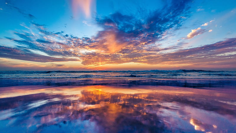 Ocean Sky Sunset Beach, ocean, sky, nature, sunset, beach, HD wallpaper
