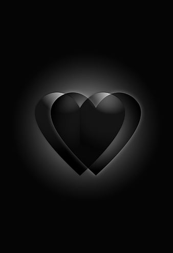 Black And White Love, two white heart, black, white, HD phone