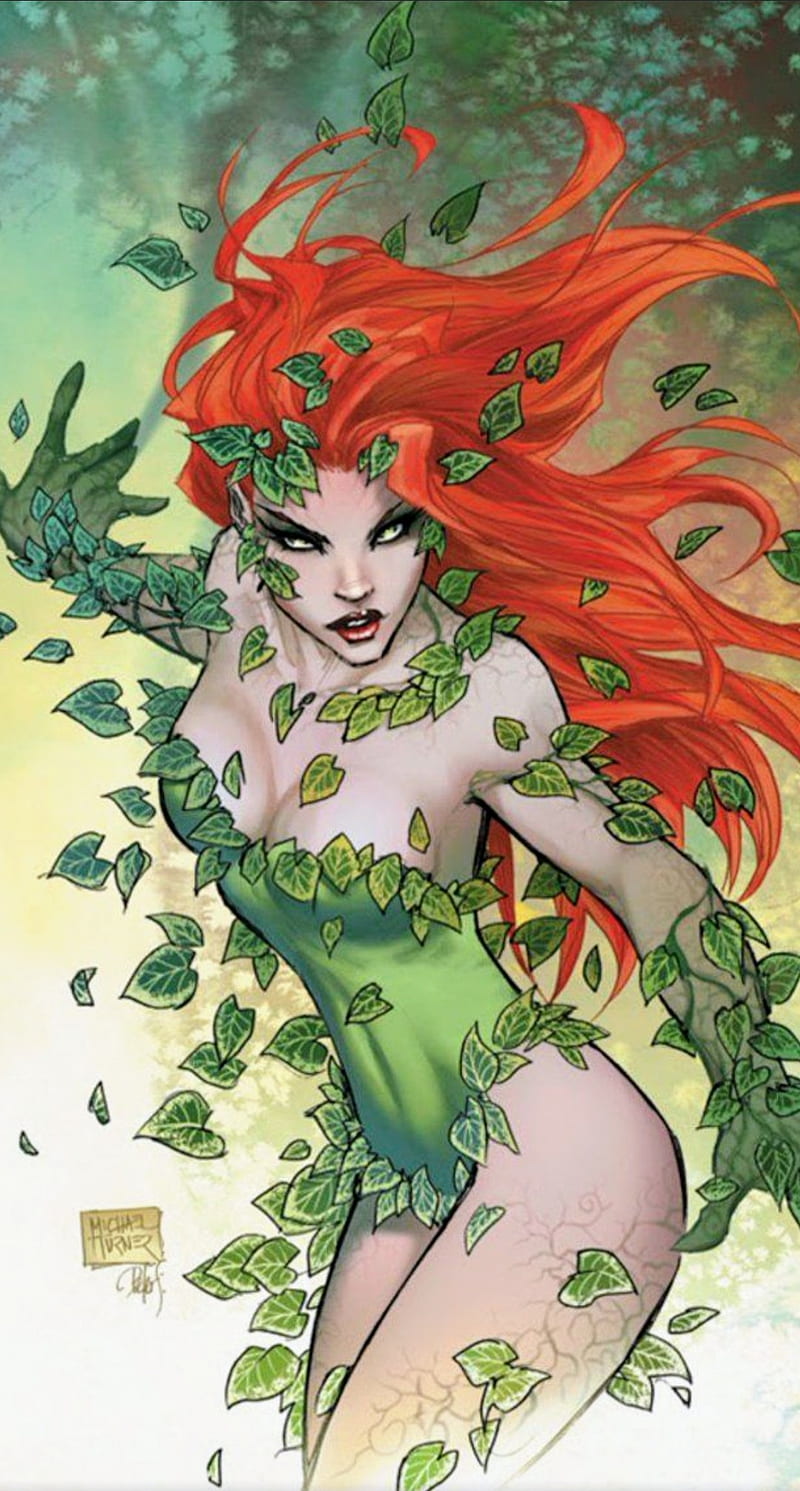 Poison Ivy Turner, art, batman, dc comics, harley quinn, poison ivy, HD phone wallpaper