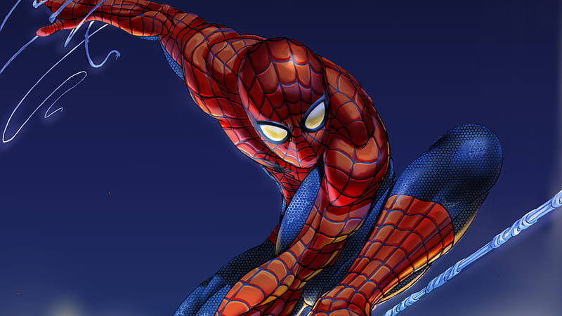 Spiderman Swing, spiderman, superheroes, digital-art, artwork, HD wallpaper