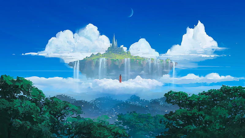 Artistic, Landscape, Cloud, Castle, Floating Island, HD wallpaper