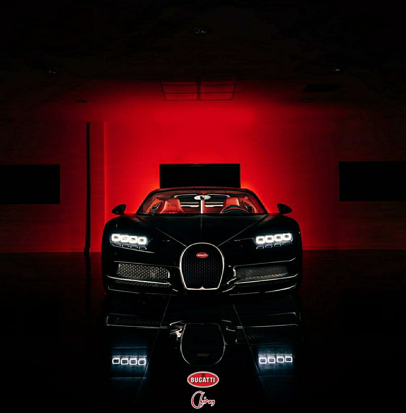 Bugatti Chiron, black, red, HD phone wallpaper