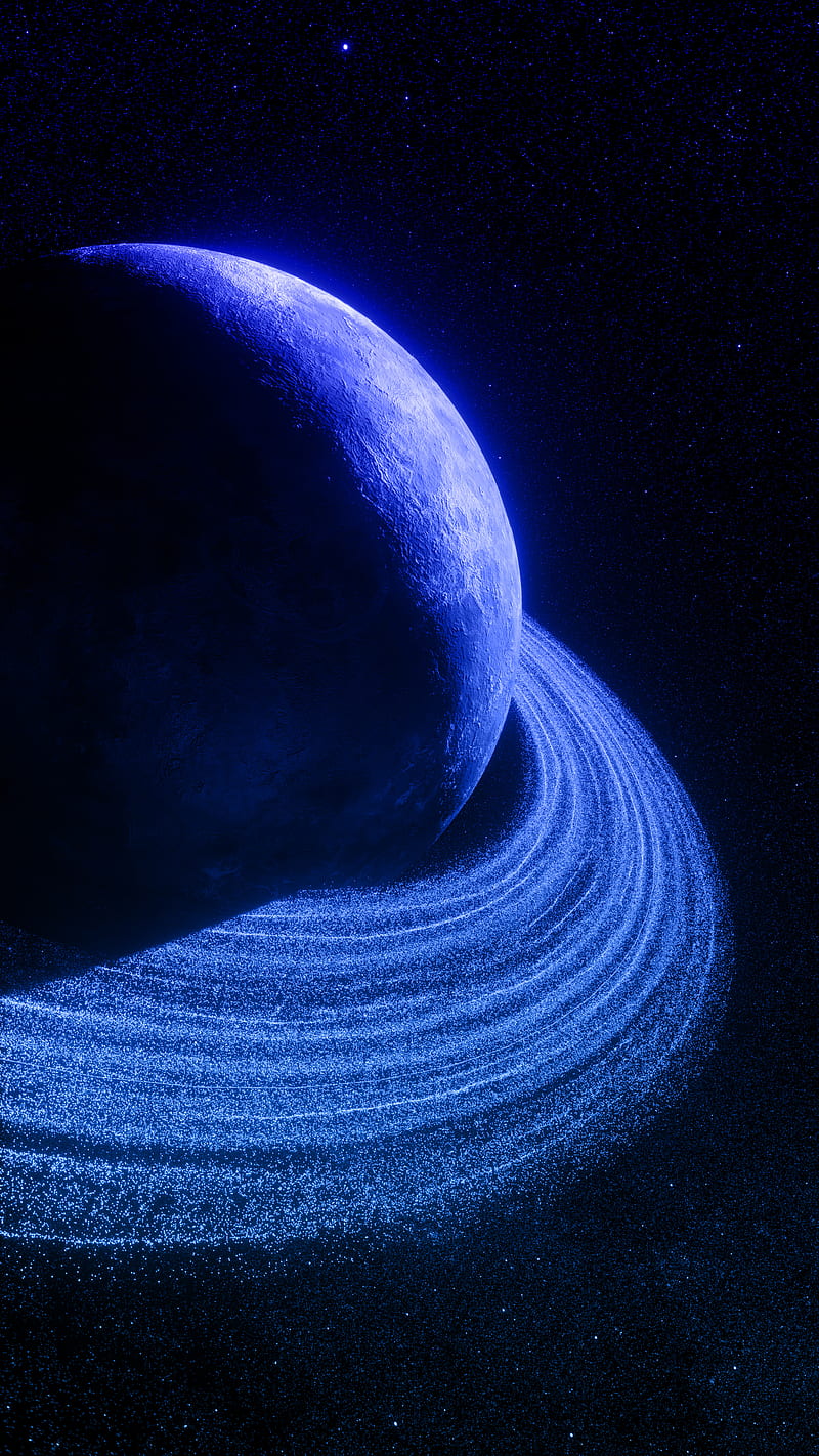 Planetary Ring, blue, cosmos, night, orbit, planet, saturn, space, trahko, universe, HD phone wallpaper