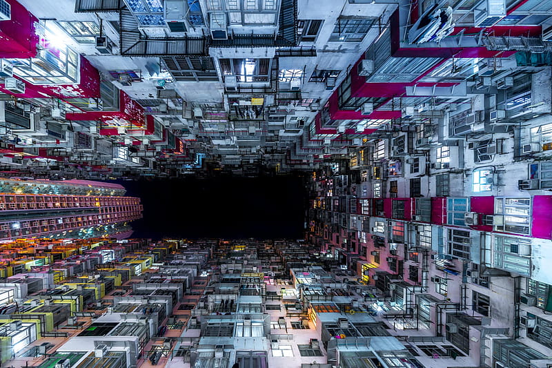Hong Kong Buildings Worms Eye View, hong-kong, world, buildings, HD wallpaper