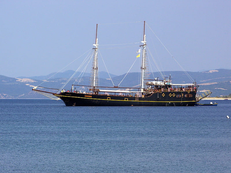 greek travelboat, cruise ship, greece, boats, greek, HD wallpaper