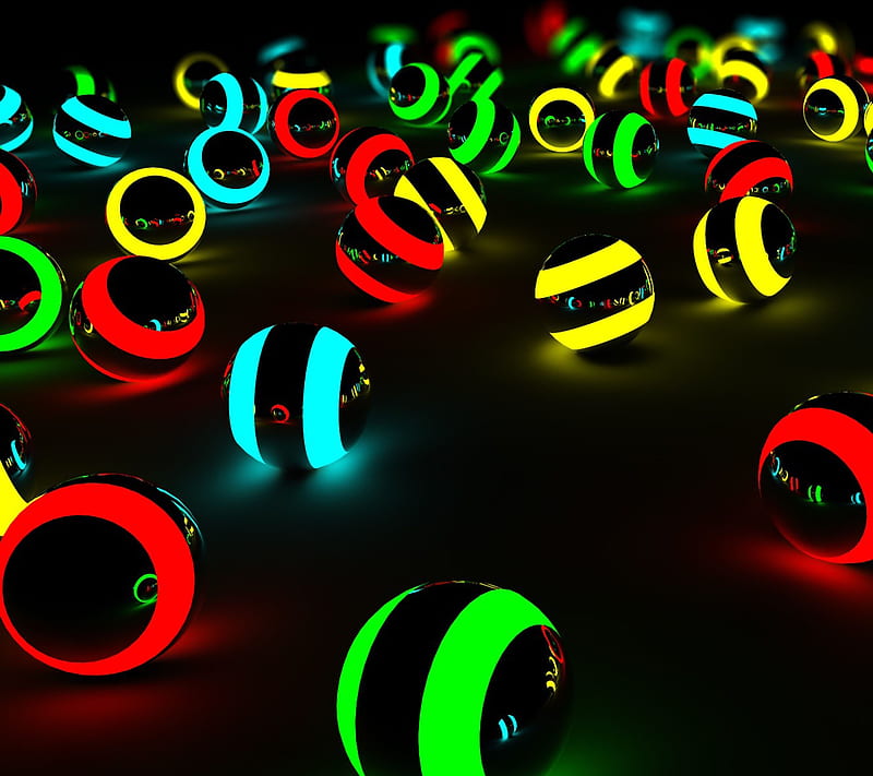Neon Marbles, abstract, HD wallpaper