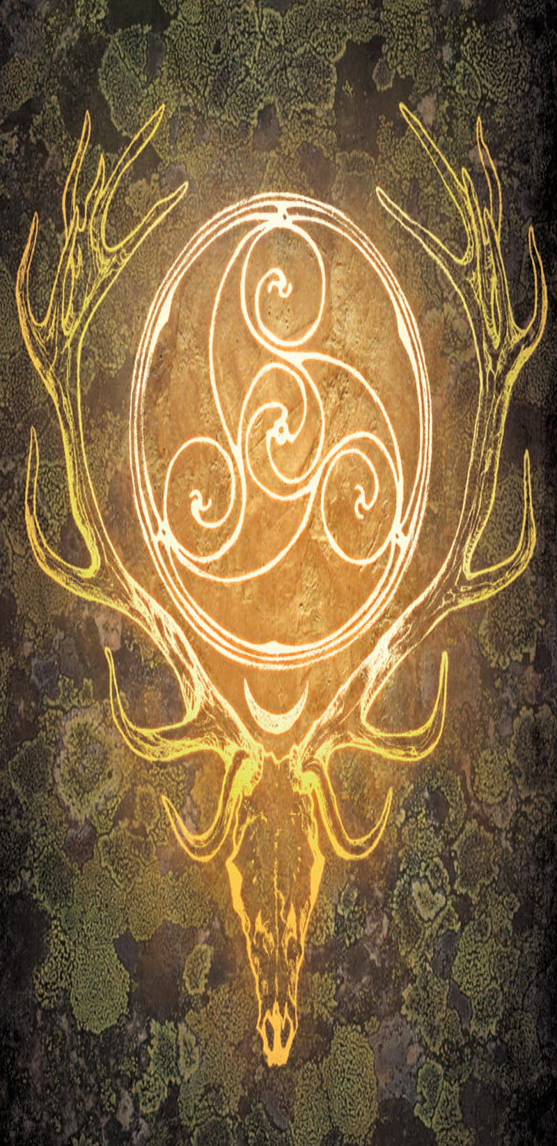 Stag Celtic pagan, cernunnos, deer, druid, gold, good, lord, nature, symbol, HD phone wallpaper