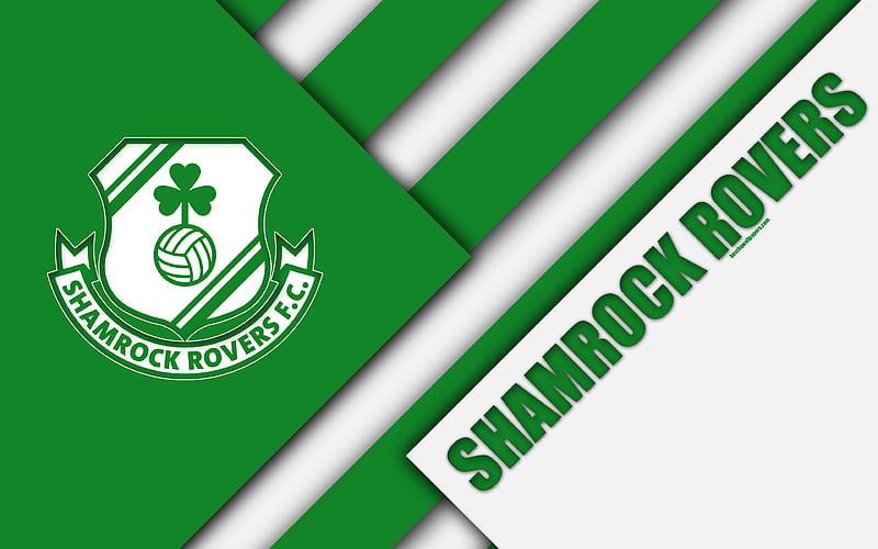Shamrock Rovers FC logo, green white abstraction, Irish football club, material design, emblem, Dublin, Ireland, football, League of Ireland Premier Division, HD wallpaper